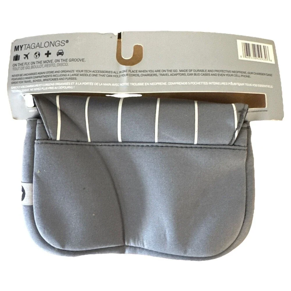 My Tagalongs Charger And Cord Case - Brand New! Gray Neoprene